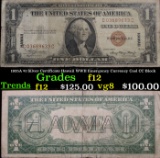 1935A $1 Silver Certificate Hawaii WWII Emergency Currency Cool CC Block Grades f, fine