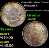 1884-o Rainbow Toned Morgan Dollar $1 Grades Select+ Unc