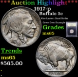 ***Auction Highlight*** 1917-p Buffalo Nickel 5c Graded GEM Unc By USCG (fc)