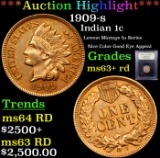 ***Auction Highlight*** 1909-s Indian Cent 1c Graded Select+ Unc RD By USCG (fc)