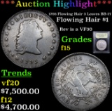 ***Auction Highlight*** 1795 Flowing Hair 3 Leaves BB-27 Flowing Hair Dollar 1 Graded f+ By USCG (fc