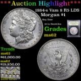 ***Auction Highlight*** 1884-s Vam 8 R5 LDS Morgan Dollar $1 Graded Select Unc By USCG (fc)