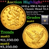 ***Auction Highlight*** 1836-p HM-6 Script 8 Classic Head $2.50 Gold Graded Select Unc By USCG (fc)