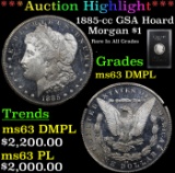 ***Auction Highlight*** 1885-cc GSA Hoard Morgan Dollar $1 Grades Select Unc DMPL (fc)