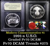 Proof 1991-S USO Modern Commem Dollar $1 Graded GEM++ Proof Deep Cameo By USCG