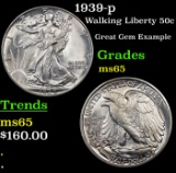 1939-p Walking Liberty Half Dollar 50c Grades GEM Unc