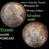 1881-s Colorfully Toned Morgan Dollar $1 Grades GEM+ Unc