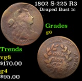 1802 S-225 R3 Draped Bust Large Cent 1c Grades g+