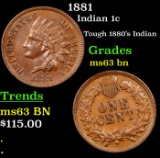 1881 Indian Cent 1c Grades Select Unc BN