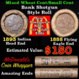 Mixed small cents 1c orig shotgun roll, 1858 Flying Eagle cent, 1893 Indian Cent other end, McDnalds