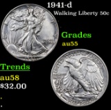 1941-d Walking Liberty Half Dollar 50c Grades Choice AU