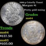 1886-p Colorfully Toned Morgan Dollar $1 Grades Choice Unc