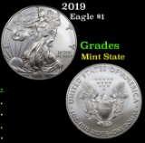 2019 Silver Eagle Dollar $1 Grades Mint State