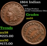 1864 Indian Civil War Token 1c Grades Choice AU