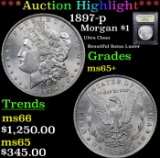 ***Auction Highlight*** 1897-p Morgan Dollar $1 Graded GEM+ Unc By USCG (fc)