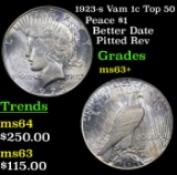 1923-s Vam 1c Top 50 Peace Dollar $1 Grades Select+ Unc