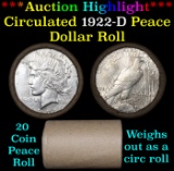 ***Auction Highlight*** Full solid date 1922-d Peace silver dollar roll (fc)