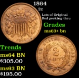 1864 Two Cent Piece 2c Grades Select+ Unc BN