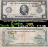 Series 1914 Large Size $20 Federal Reserve Note Philidelphia FR#974 Grades vg+