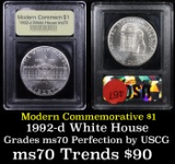 1992-d White House Modern Commem Dollar $1 Graded ms70, Perfection By USCG