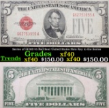 Series of 1928D $5 Red Seal United States Note Key to the Series Grades xf