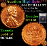 Proof ***Auction Highlight*** 1936 BRILLIANT Lincoln Cent 1c Graded Choice Proof Red By USCG (fc)
