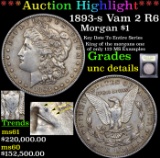 *Highlight Of Entire Auction* 1893-s Vam 2 R6 Morgan Dollar $1 Graded Choice AU/BU Slider+ By USCG (