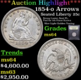 ***Auction Highlight*** 1854-o Arrows Seated Liberty Quarter 25c Graded Choice Unc By USCG (fc)
