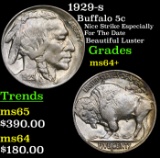 1929-s Buffalo Nickel 5c Grades Choice+ Unc