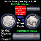 Buffalo Nickel Shotgun Roll in Old Bank Style 'Bell Telephone'  Wrapper 1920 & d Mint Ends Grades