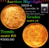 ***Auction Highlight*** 1910-s Lincoln Cent 1c Graded Choice Unc RD By USCG (fc)