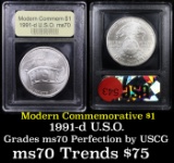 1991-d USO Modern Commem Dollar $1 Graded ms70, Perfection By USCG