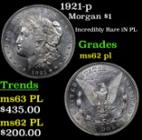 1921-p Morgan Dollar $1 Grades Select Unc PL
