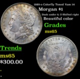 1885-o Colorfully Toned Vam 14 Morgan Dollar $1 Grades GEM Unc