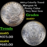 1883-p Colorfully Toned Morgan Dollar $1 Grades Choice+ Unc