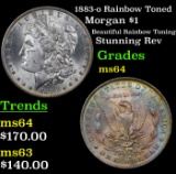 1883-o Rainbow Toned Morgan Dollar $1 Grades Choice Unc