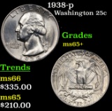 1938-p Washington Quarter 25c Grades GEM+ Unc