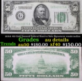 1928A $50 Gold Demand Federal Reserve Note Signatures woods/mellon Grades AU Details