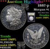***Auction Highlight*** 1887-p Morgan Dollar $1 Graded Choice Unc+ DMPL By USCG (fc)