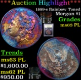 ***Auction Highlight*** 1889-s Rainbow Toned Morgan Dollar $1 Graded Select Unc PL By USCG (fc)