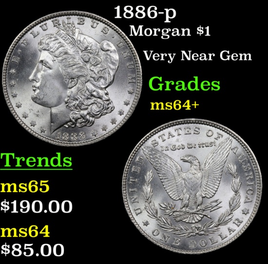 1886-p Morgan Dollar $1 Grades Choice+ Unc