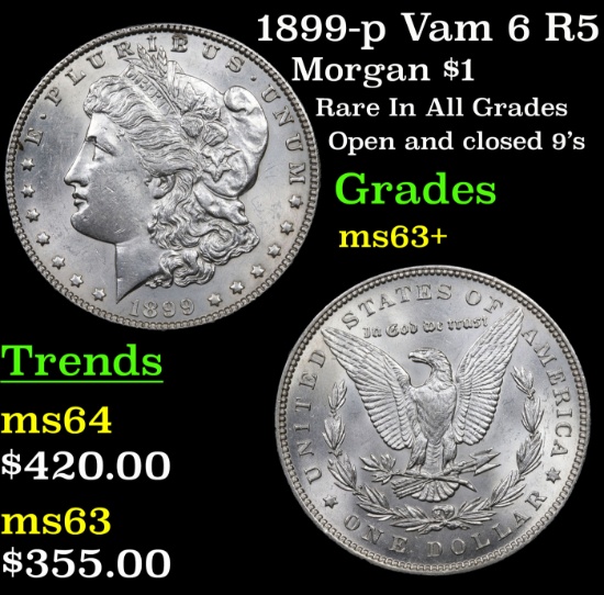1899-p Vam 6 R5 Morgan Dollar $1 Grades Select+ Unc