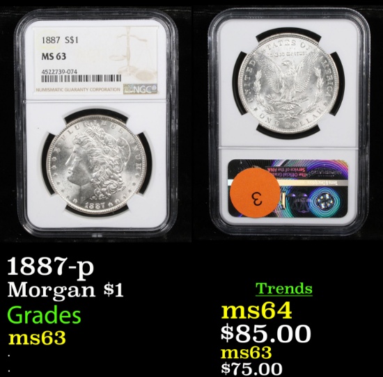 NGC 1887-p Morgan Dollar $1 Graded ms63 By NGC