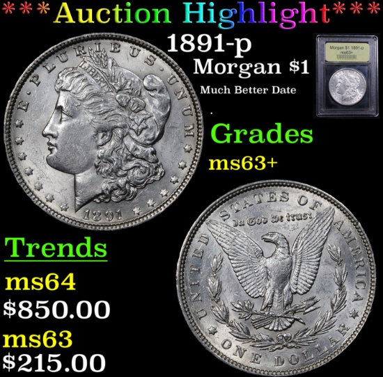 1891-p Morgan Dollar $1 Graded Select+ Unc By USCG