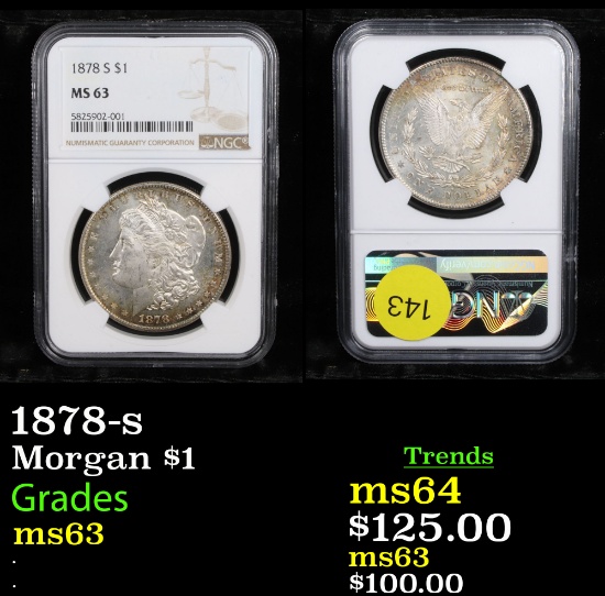 NGC 1878-s Morgan Dollar $1 Graded ms63 By NGC