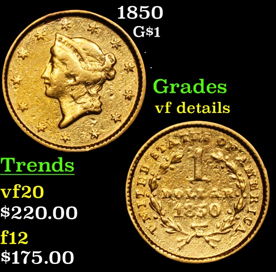 1850 Gold Dollar $1 Grades vf details