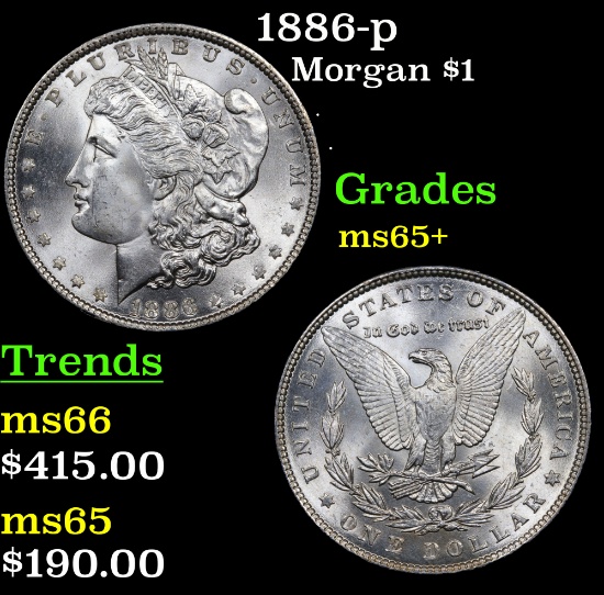 1886-p Morgan Dollar $1 Grades GEM+ Unc