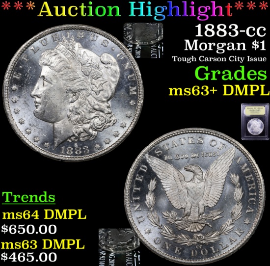 ***Auction Highlight*** 1883-cc Morgan Dollar $1 Graded Select Unc+ DMPL By USCG (fc)