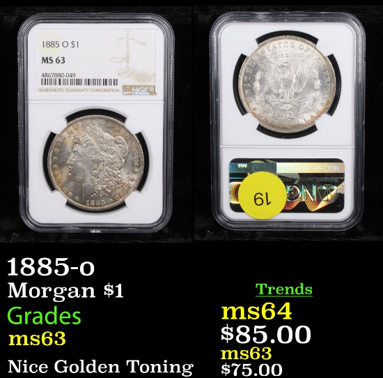 NGC 1885-o Morgan Dollar $1 Graded ms63 By NGC