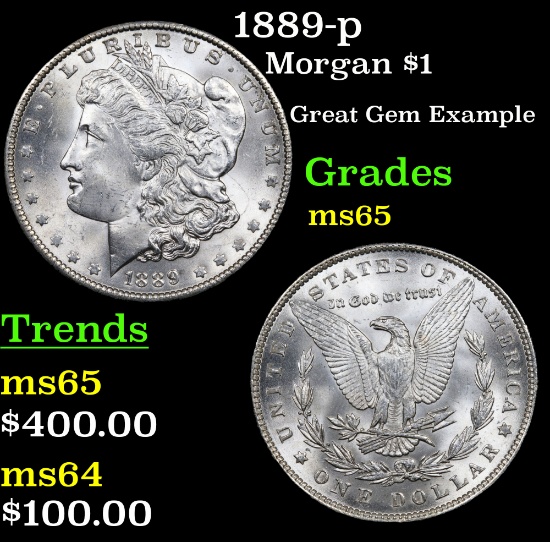 1889-p Morgan Dollar $1 Grades GEM Unc